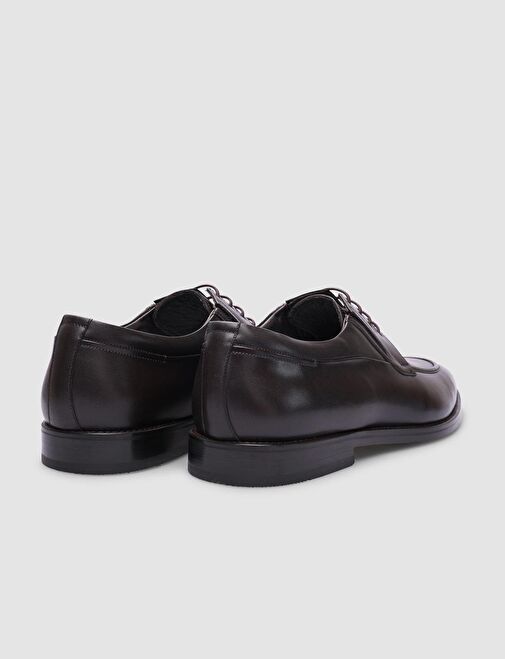 %100 Hakiki Deri Kahverengi Bağcıklı Kösele Enjeksiyon Erkek Klasik Ayakkabı - Görsel 4