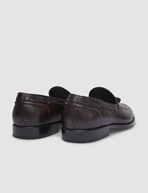 %100 Hakiki Deri Kahverengi Kösele Enjeksiyon Erkek Klasik Ayakkabı - Görsel 4