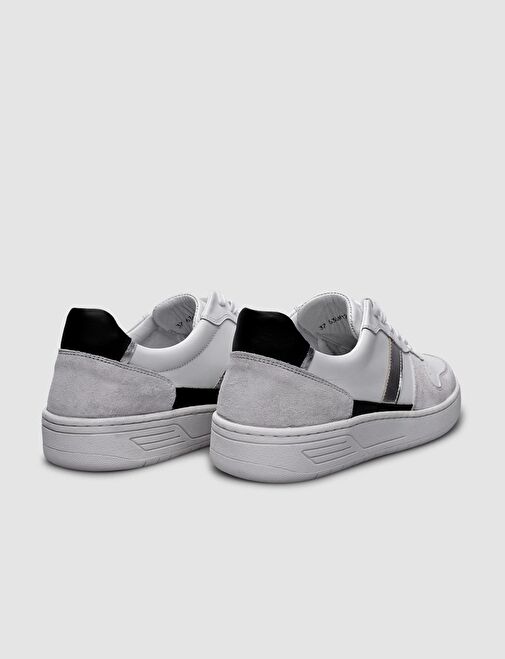 Cabani Ayakkabı Beyaz-Gümüş Kadın Deri Sneaker 124685R - Görsel 4