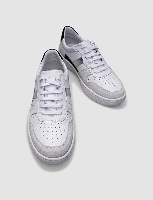Cabani Ayakkabı Beyaz-Gümüş Kadın Deri Sneaker 124685R - Görsel 5