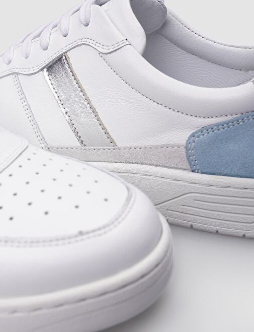 Cabani Ayakkabı Beyaz-Mavi Kadın Deri Sneaker 124685S - Görsel 5