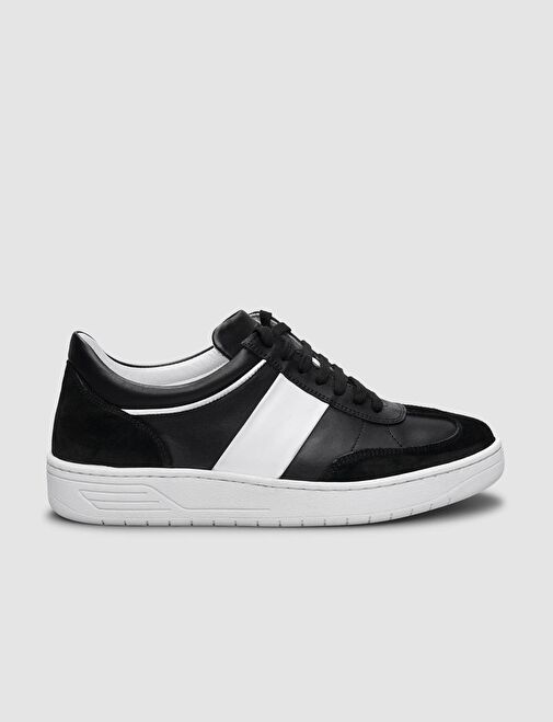 %100 Hakiki Deri Siyah Süet Kadın Spor Ayakkabı - Görsel 2