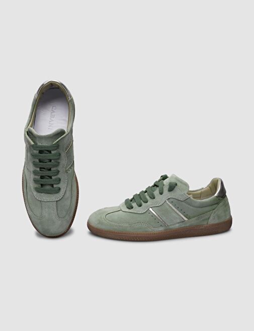 Cabani Ayakkabı Yeşil Kadın Süet Sneaker 30296 - Görsel 5