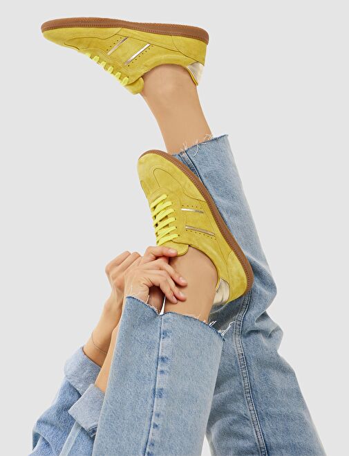 Cabani Ayakkabı Pembe Kadın Süet Sneaker 124688 - Görsel 6