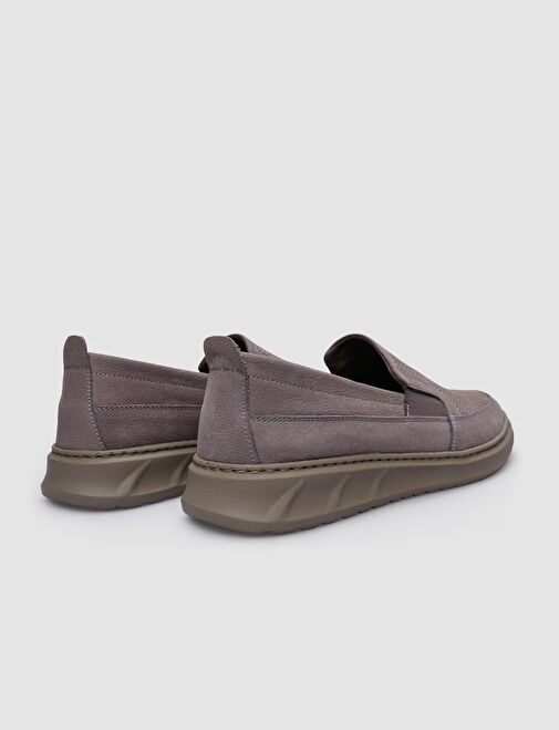 %100 Hakiki Deri Bej Nubuk Erkek Günlük Ayakkabı - Görsel 4