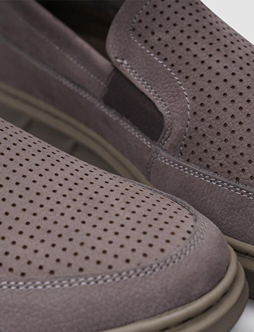 %100 Hakiki Deri Bej Nubuk Erkek Günlük Ayakkabı - Görsel 5