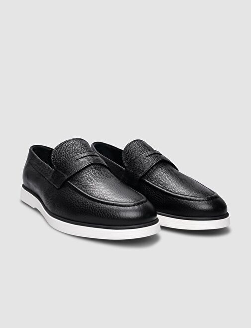 %100 Hakiki Deri Siyah Erkek Günlük Ayakkabı - Görsel 3