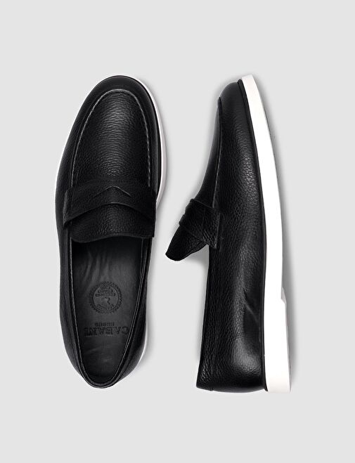 %100 Hakiki Deri Siyah Erkek Günlük Ayakkabı - Görsel 5