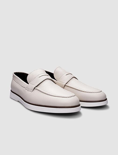 %100 Hakiki Deri Bej Erkek Günlük Ayakkabı - Görsel 3