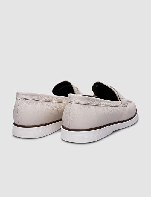 %100 Hakiki Deri Bej Erkek Günlük Ayakkabı - Görsel 4