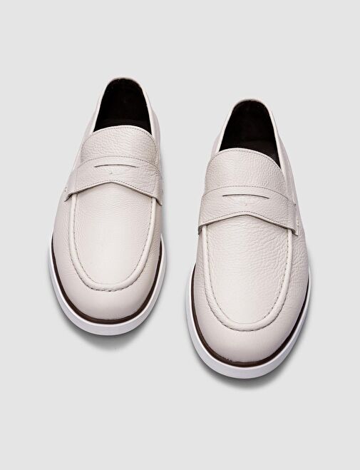 %100 Hakiki Deri Bej Erkek Günlük Ayakkabı - Görsel 5