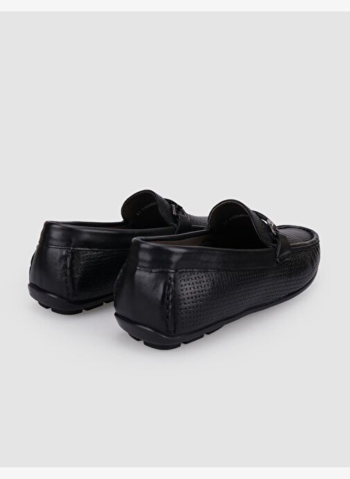 %100 Hakiki Deri Siyah Tokalı Erkek Loafer - Görsel 4
