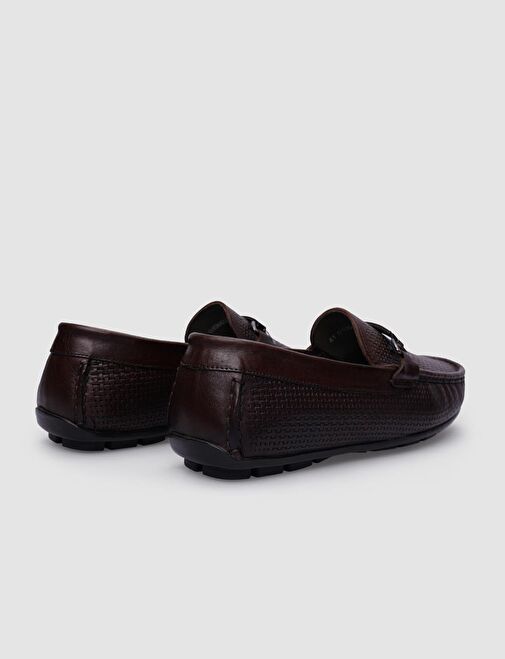 %100 Hakiki Deri Kahverengi Tokalı Erkek Loafer - Görsel 4