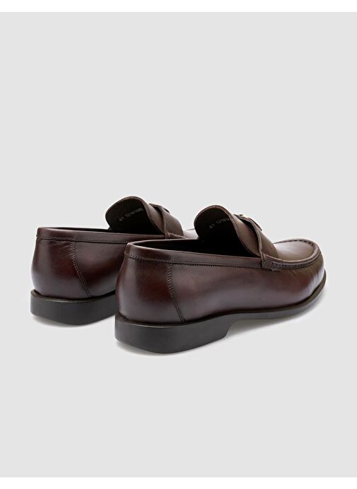 %100 Hakiki Deri Kahverengi Tokalı Erkek Günlük Ayakkabı - Görsel 4