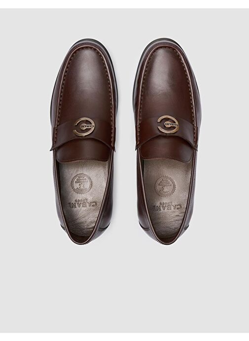 %100 Hakiki Deri Kahverengi Tokalı Erkek Günlük Ayakkabı - Görsel 5