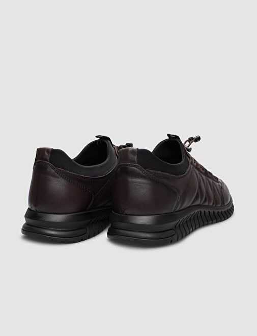 %100 Hakiki Deri Kahverengi Desenli Klips Bağcıklı Erkek Günlük Ayakkabı - Görsel 4