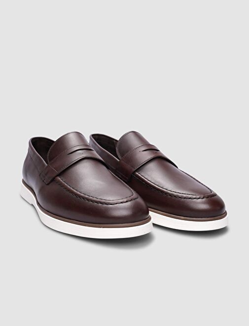 %100 Hakiki Deri Kahverengi Erkek Günlük Ayakkabı - Görsel 4