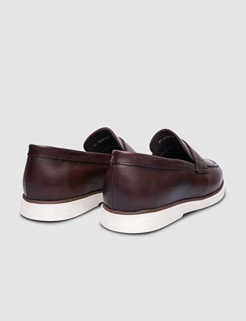 %100 Hakiki Deri Kahverengi Erkek Günlük Ayakkabı - Görsel 5