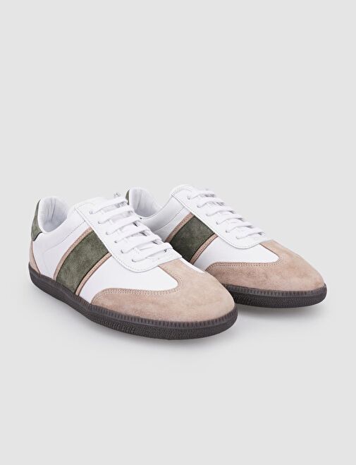 Cabani Ayakkabı Beyaz-Haki Kadın Sneaker 124602R - Görsel 3
