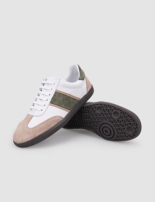 Cabani Ayakkabı Beyaz-Haki Kadın Sneaker 124602R - Görsel 5