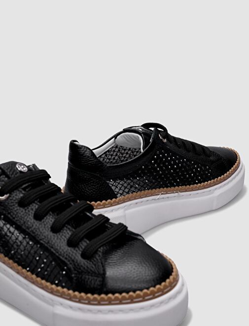 Cabani Ayakkabı Siyah Kadın Deri Sneaker 124756 - Görsel 5