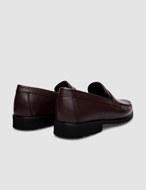 %100 Hakiki Deri Kahverengi Bağcıksız Erkek Günlük Ayakkabı - Görsel 5