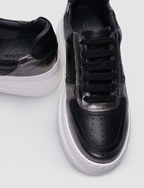 Cabani Ayakkabı Beyaz-Gümüş Kadın Deri Sneaker 124716 - Görsel 5