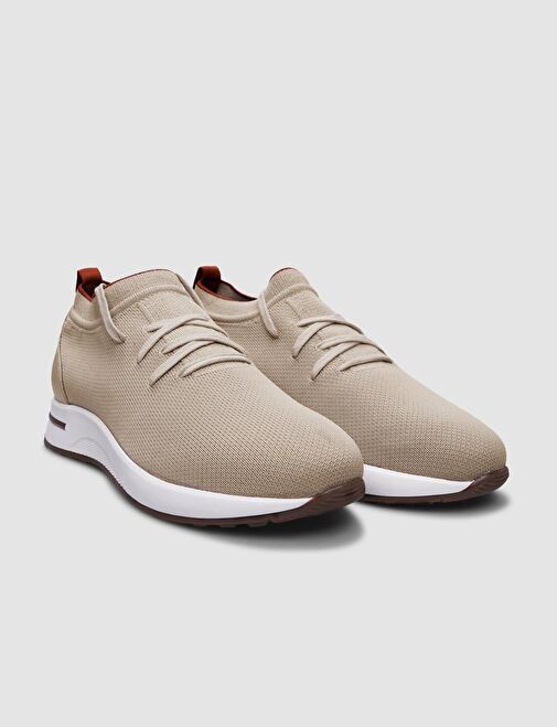 Triko Bej Bağcıklı Kadın Sneaker - Görsel 3