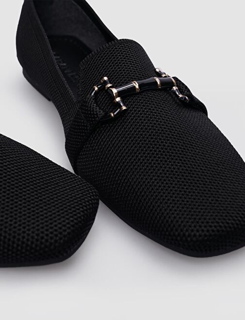 Siyah Triko Kadın Toka Detaylı Günlük Ayakkabı - Görsel 5