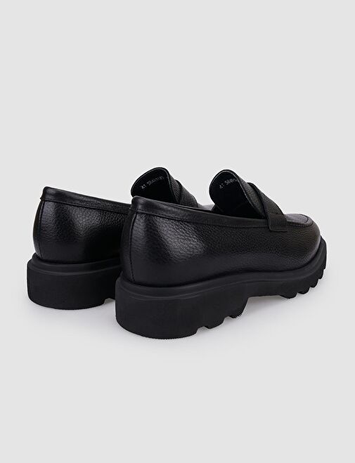 %100 Hakiki Deri Siyah Erkek Günlük Ayakkabı - Görsel 4