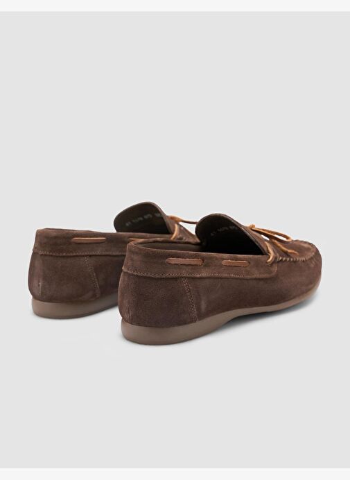 %100 Hakiki Deri Kahverengi Süet Erkek Loafer - Görsel 4