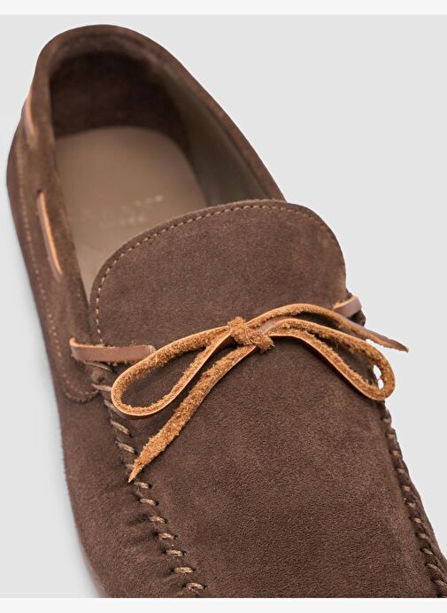 %100 Hakiki Deri Kahverengi Süet Erkek Loafer - Görsel 7