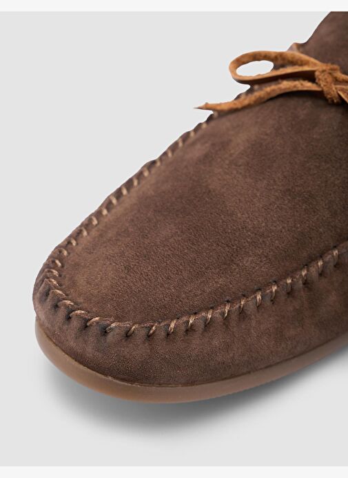 %100 Hakiki Deri Kahverengi Süet Erkek Loafer - Görsel 8
