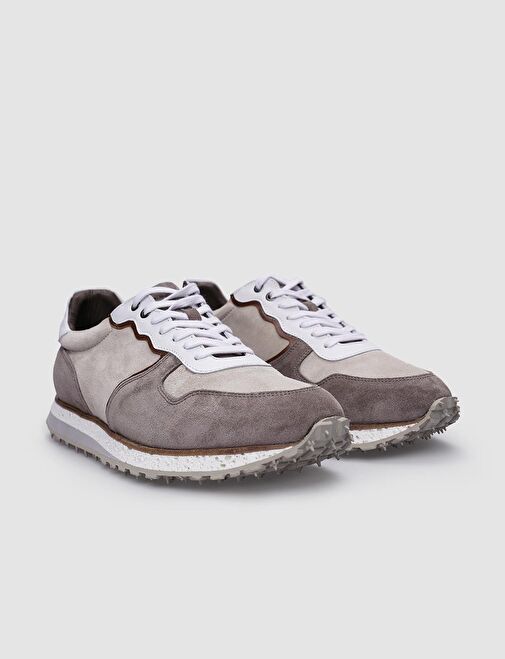 Cabani Ayakkabı Gri-Beyaz Erkek Deri Sneaker 124421R - Görsel 3