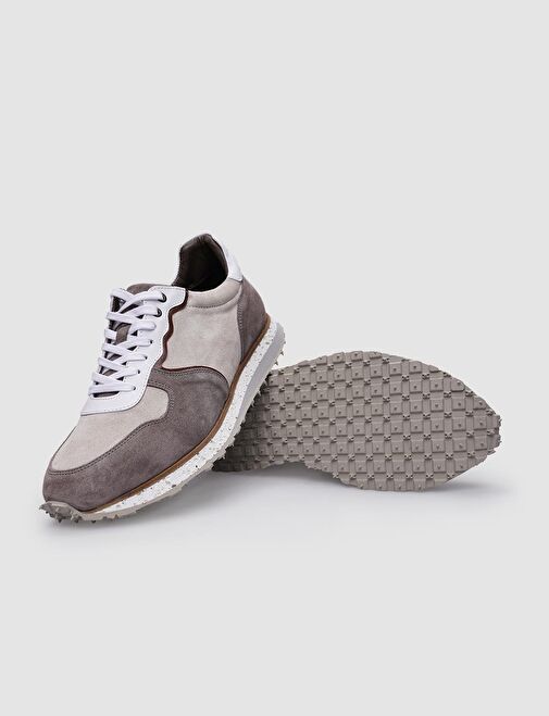 Cabani Ayakkabı Gri-Beyaz Erkek Deri Sneaker 124421R - Görsel 5