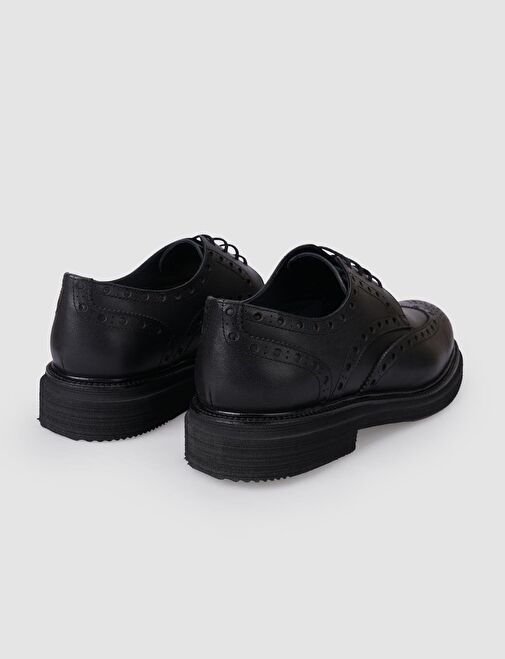 %100 Hakiki Deri Siyah Erkek Günlük Ayakkabı - Görsel 4