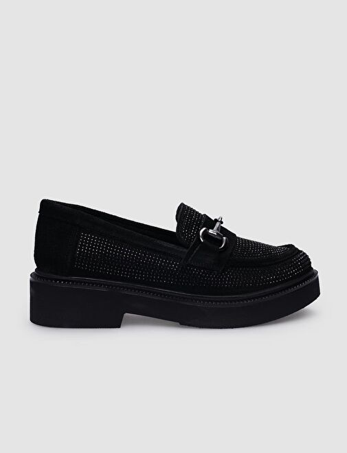 Cabani Ayakkabı Siyah Kadın Süet Düz Ayakkabı 125297 - Görsel 2