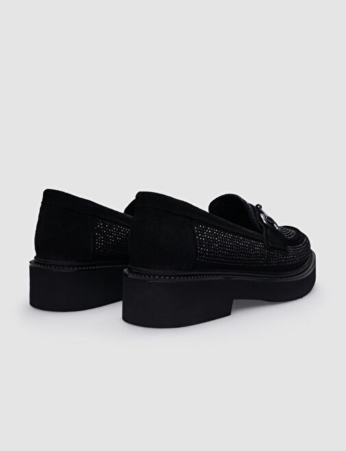 Cabani Ayakkabı Siyah Kadın Süet Düz Ayakkabı 125297 - Görsel 4