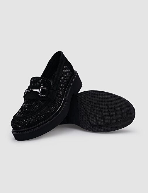 Cabani Ayakkabı Siyah Kadın Süet Düz Ayakkabı 125297 - Görsel 5