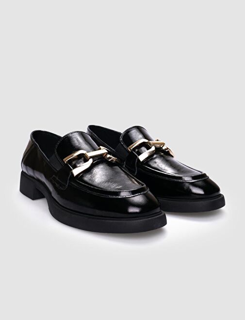 Cabani Ayakkabı Siyah Kadın Rugan Düz Ayakkabı 125500 - Görsel 3