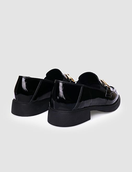 Cabani Ayakkabı Siyah Kadın Rugan Düz Ayakkabı 125500 - Görsel 4