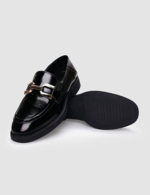 Cabani Ayakkabı Siyah Kadın Rugan Düz Ayakkabı 125500 - Görsel 5