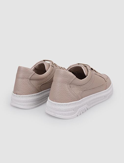 %100 Hakiki Deri Vizon Bağcıklı Kadın Spor Ayakkabı - Görsel 4