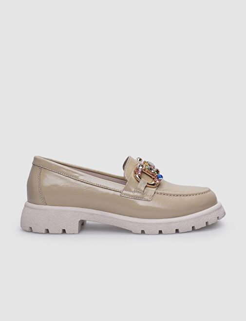 Cabani Ayakkabı Bej Kadın Rugan Düz Ayakkabı 125504 - Görsel 2