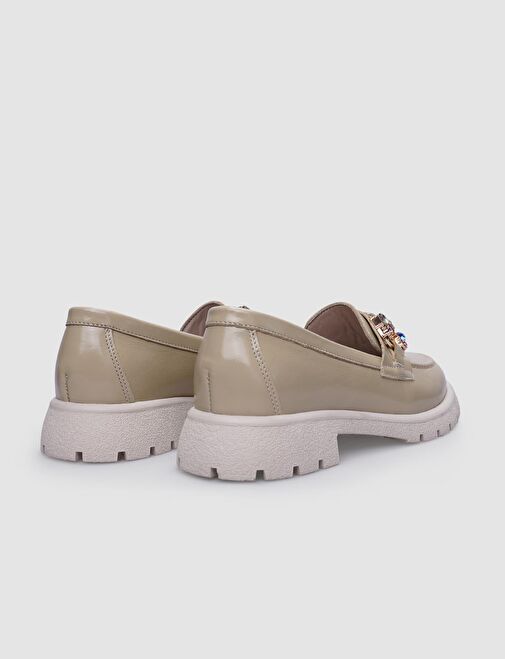 Cabani Ayakkabı Bej Kadın Rugan Düz Ayakkabı 125504 - Görsel 4