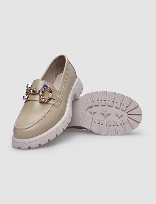 Cabani Ayakkabı Bej Kadın Rugan Düz Ayakkabı 125504 - Görsel 5