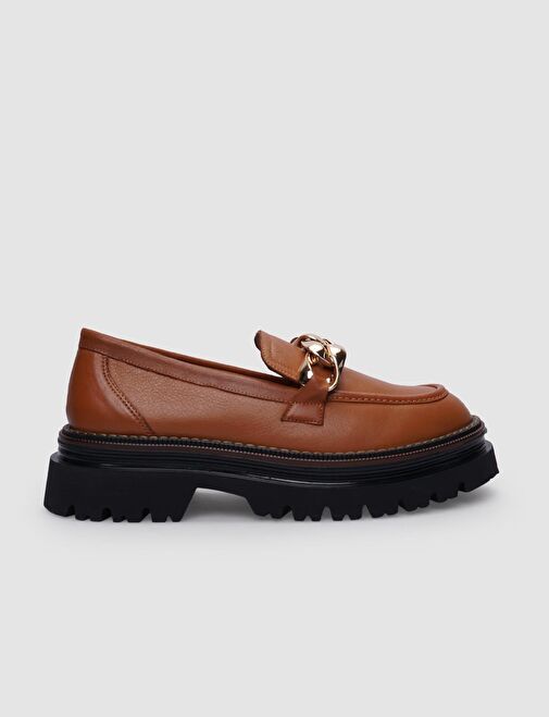 %100 Hakiki Deri Taba Tokalı Kadın Günlük Ayakkabı - Görsel 2