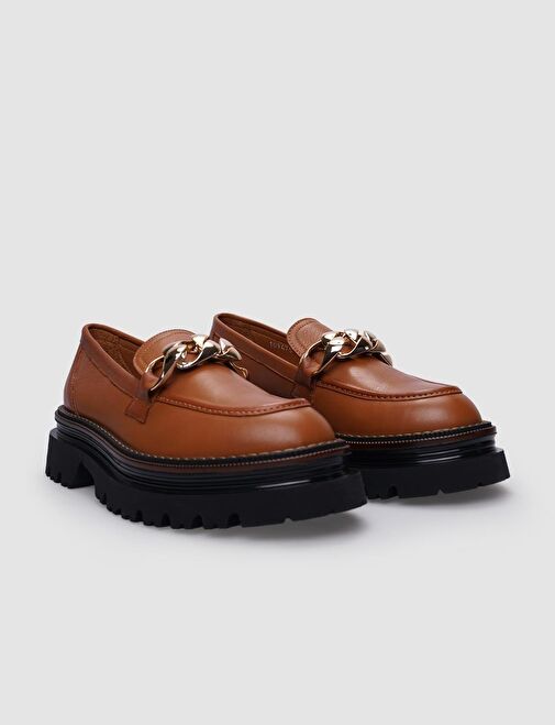 %100 Hakiki Deri Taba Tokalı Kadın Günlük Ayakkabı - Görsel 3