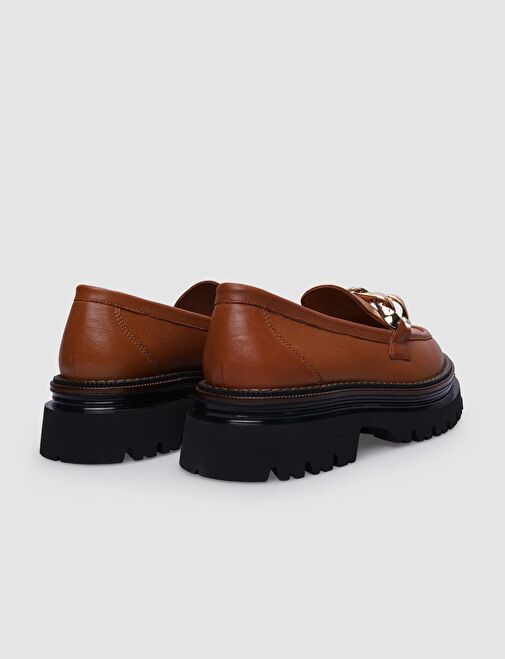 %100 Hakiki Deri Taba Tokalı Kadın Günlük Ayakkabı - Görsel 4