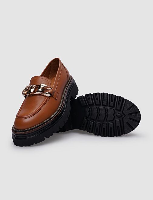 %100 Hakiki Deri Taba Tokalı Kadın Günlük Ayakkabı - Görsel 5